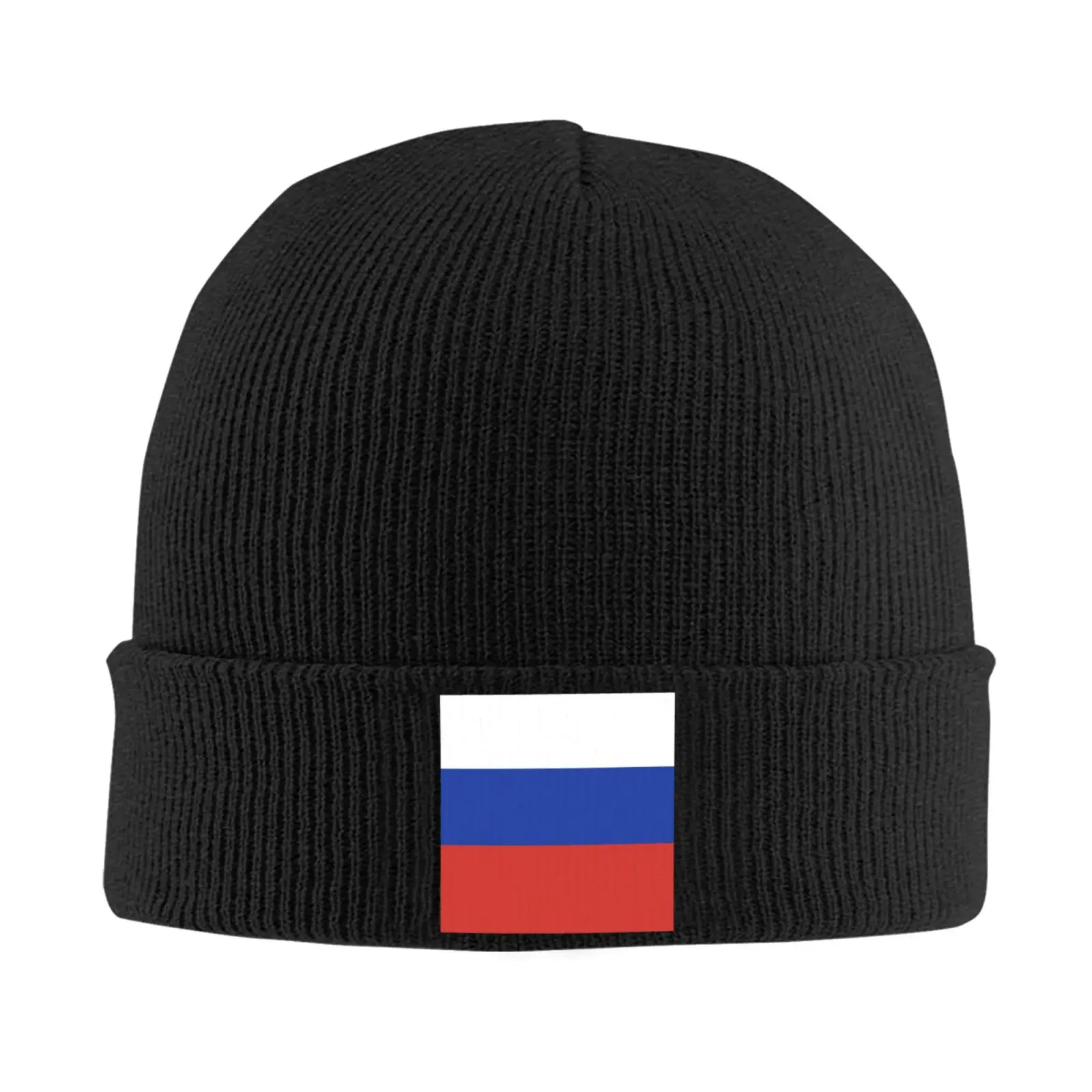 Flag of Russia Pattern Beanie Hat Funny Winter Cap for Men Women Warm Black Knit Skull Cap Hand Washable Cold Weather Gift