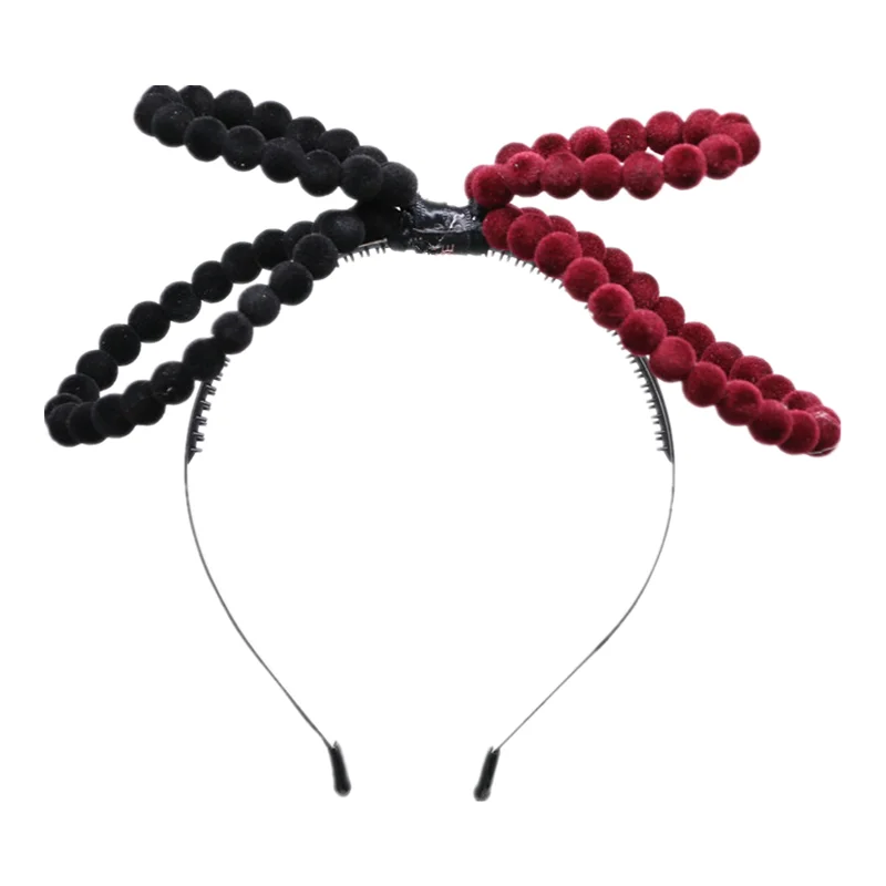 

Newwinter velvet beads bow with wire two tone handmade large center bow cute hairbands beads bow hair accessories