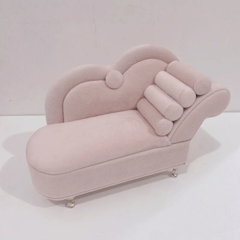 

Light Pink Velvet Jewelry Box Mini Furniture Princess Doll House Boutique Gifts packaging supplies Ring Earring Jewelry Display