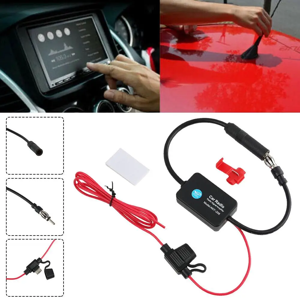 New 1 set AM FM Radio Anti-interference Enhance Auto Electronic Accessories 12V For ANT208 Car Antenna Signal Amplifier Set