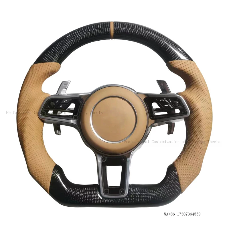 New Suitable for Porsche carbon fiber Macan718992911 Cayman model, compatible with airbag steering wheel view 3