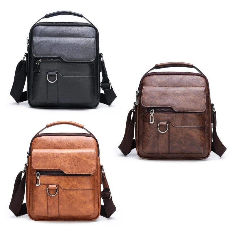 

Men PU Leather Shoulder Bag Travel Office Business Bag Daily Casual All-match Crossbody Bag Solid Color Large Capacity Handbag