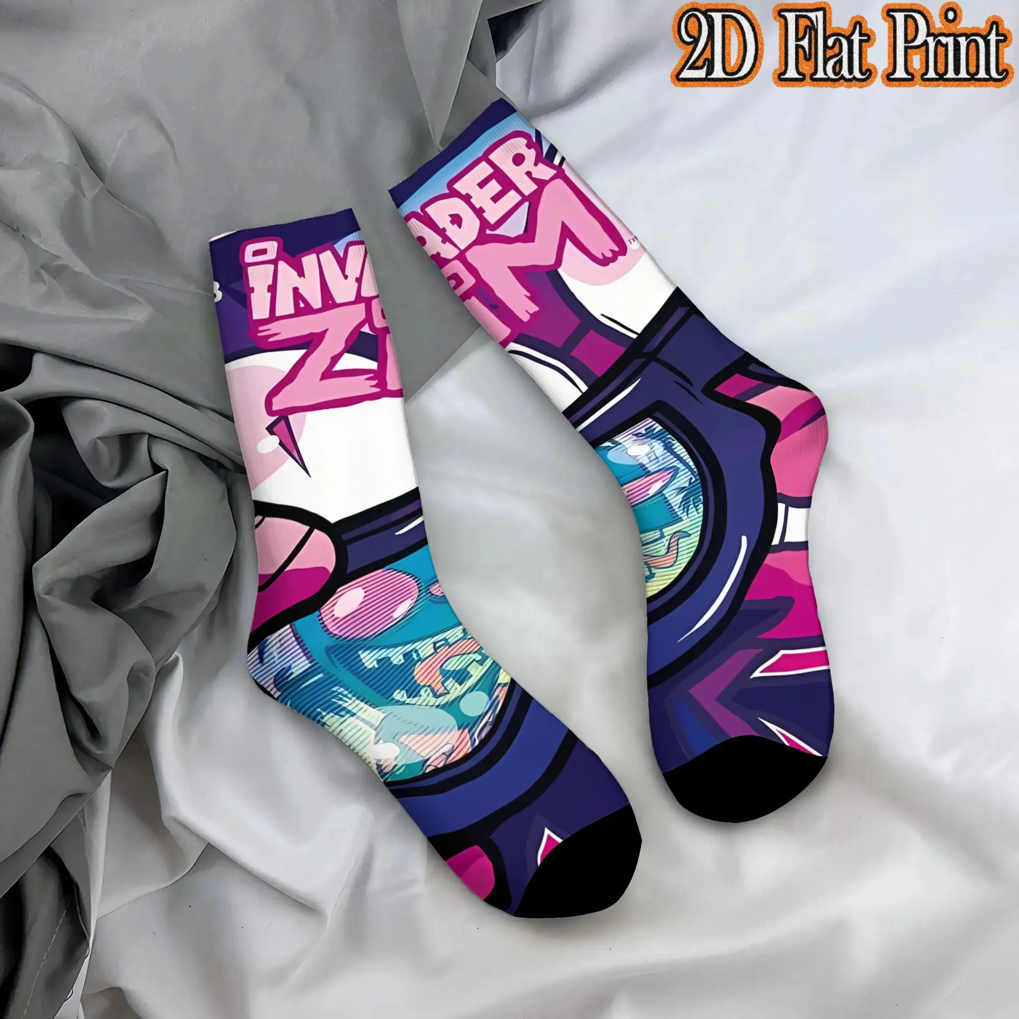 Fashion Retro Invader Zim Anime  Men's  Mid TubeSock Unisex  Funny Mid-Calf Socks