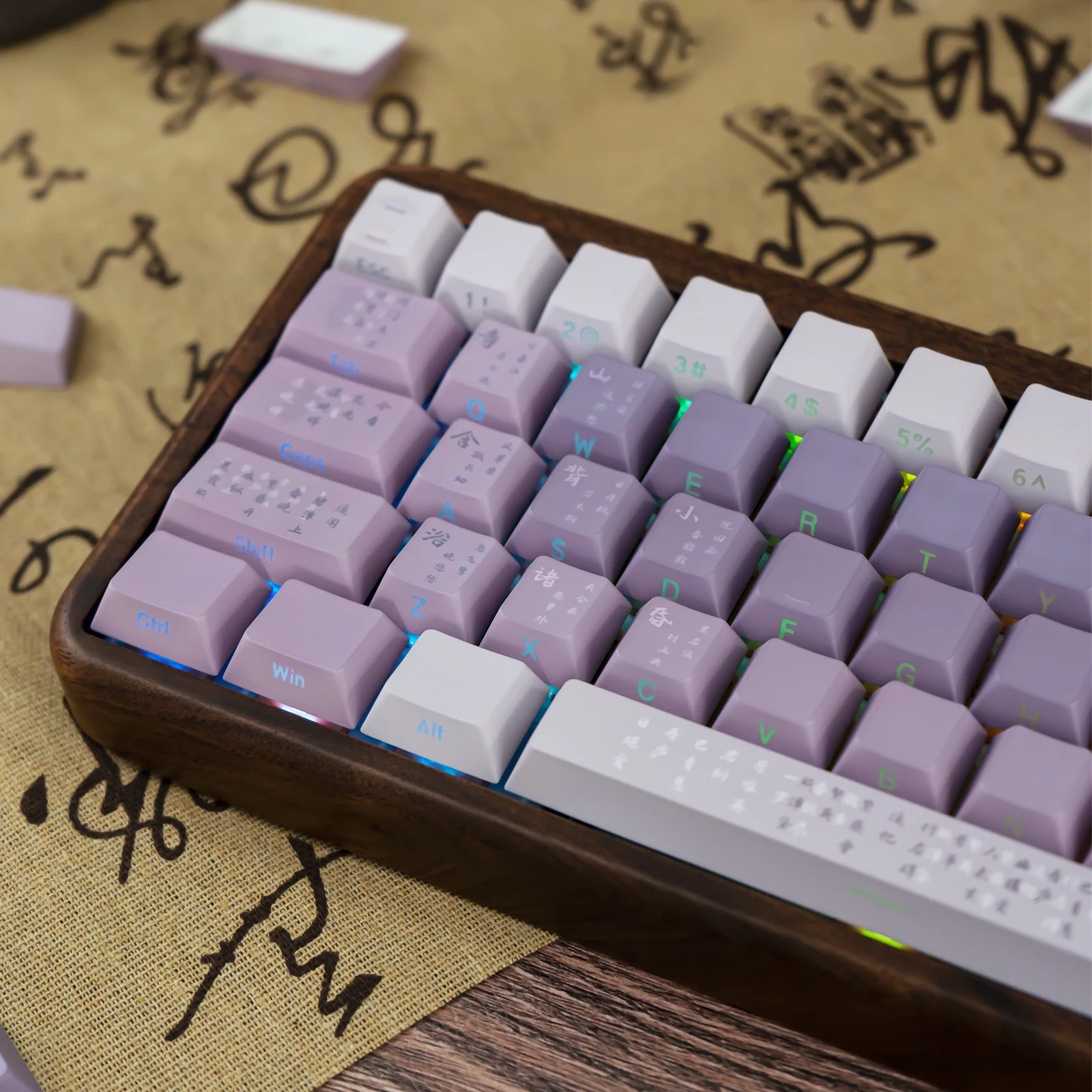 Mifuny Wisteria Keycap Translucency Custom Retro Key Caps Full Set  Cherry Profile Keycaps Pbt Key Cap  for Mechanical Keyboard