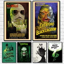 Vintage U-Universal M-Monsters Horror Poster Sticky Wall Art Printing Waterproof Home Living Bed Room Bar Aesthetic Decor