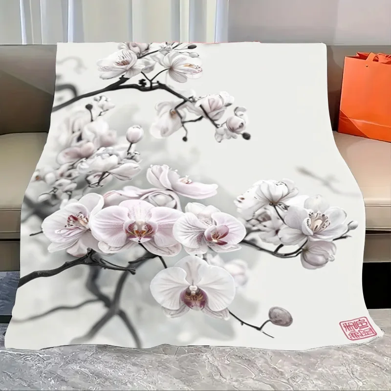 

Flannel Blanket-Soft Lightweight All-season Charming Orchid Print Baby Blanket Soft Cozy for Newborns
