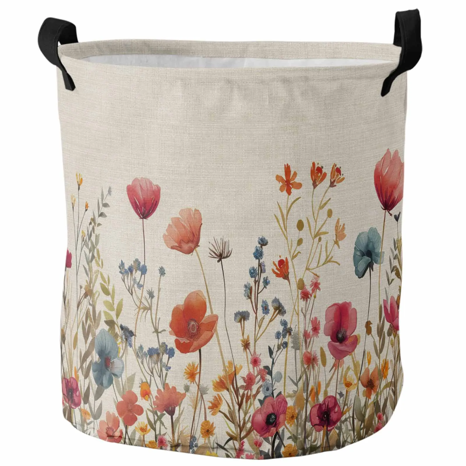 Watercolor Chrysanthemum Leaves Foldable Dirty Laundry Basket Kid's Toy Organizer Waterproof Storage Baskets