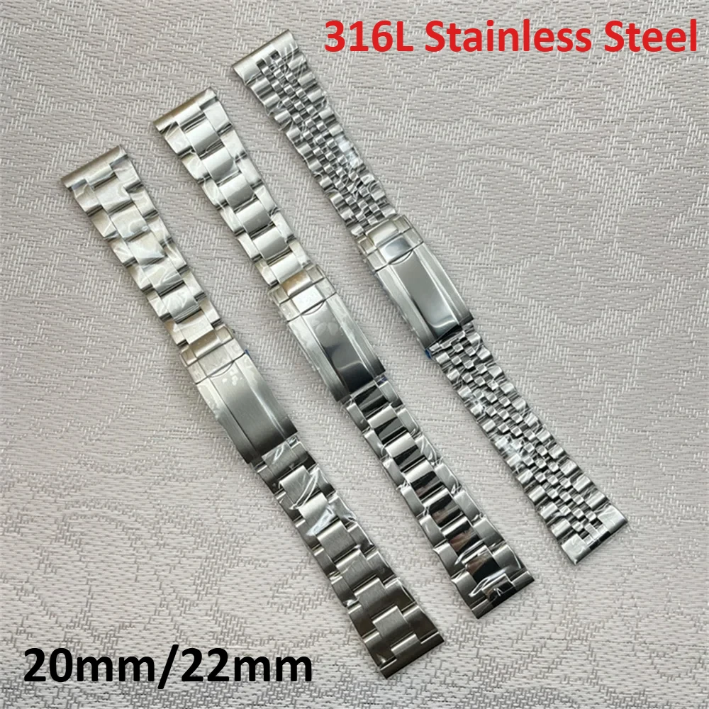 

20mm/22mm Watch Strap 316L Stainless Steel Folding Buckle Watch Band Replacement Bracelet Wristwatch Accessories