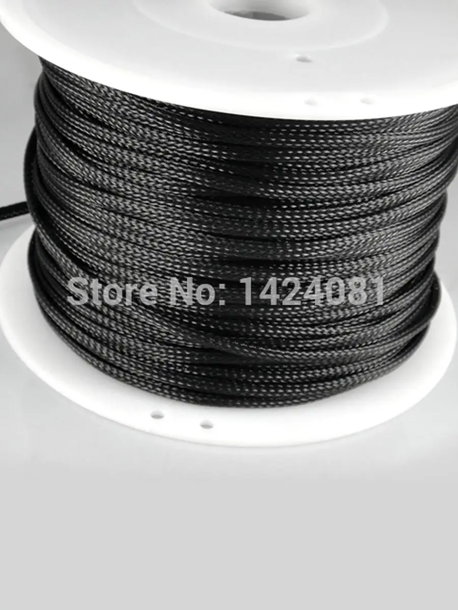 100M  6mm Expandable black Braided High dense pet Sleeving For Cable