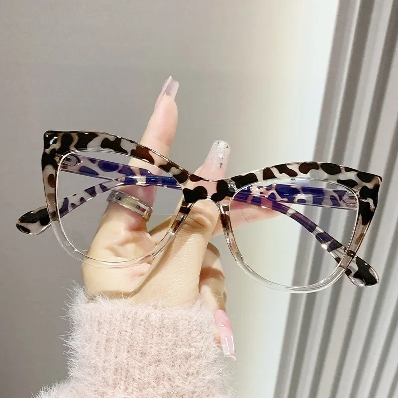 2024 New Cat Eye Glasses Frame Women Fashion Gradient Color Eyeglasses Anti Blue Light Glasses Computer Goggles Lentes Ópticos