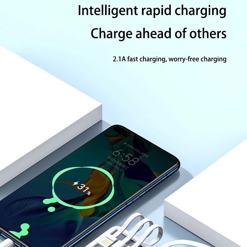 بنك الطاقة الشمسية 50000mah بنيت 4 كابلات محمول شحن سريع شاحن سعة كبيرة Powerbank آيفون سامسونج هواوي