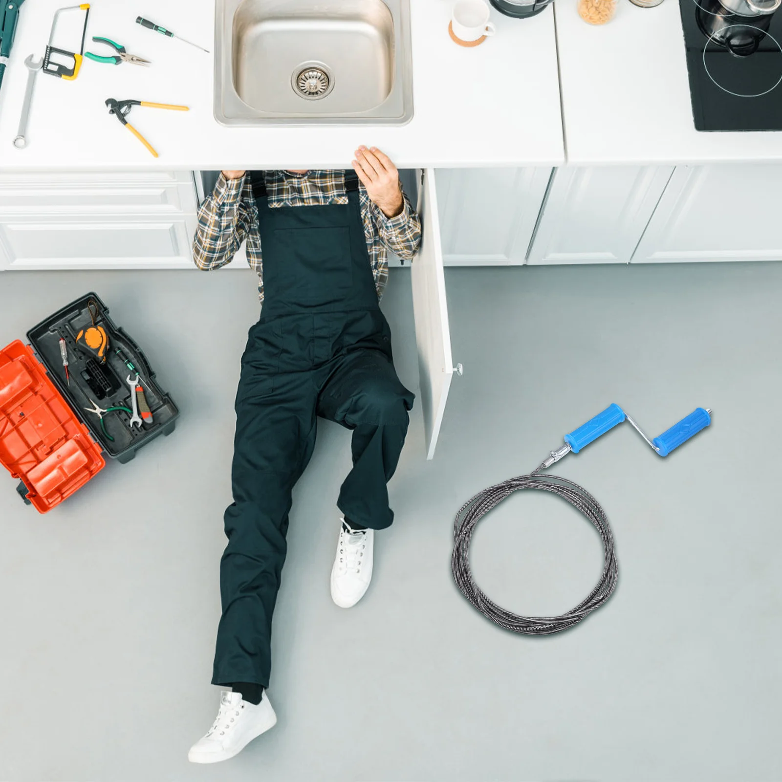 

5M Drain Auger Heavy Duty Flexible Clog Cleaner For Sink Shower Bathtub Kitchen Bathroom Hair Removal Dredging Spring Tool Sewer