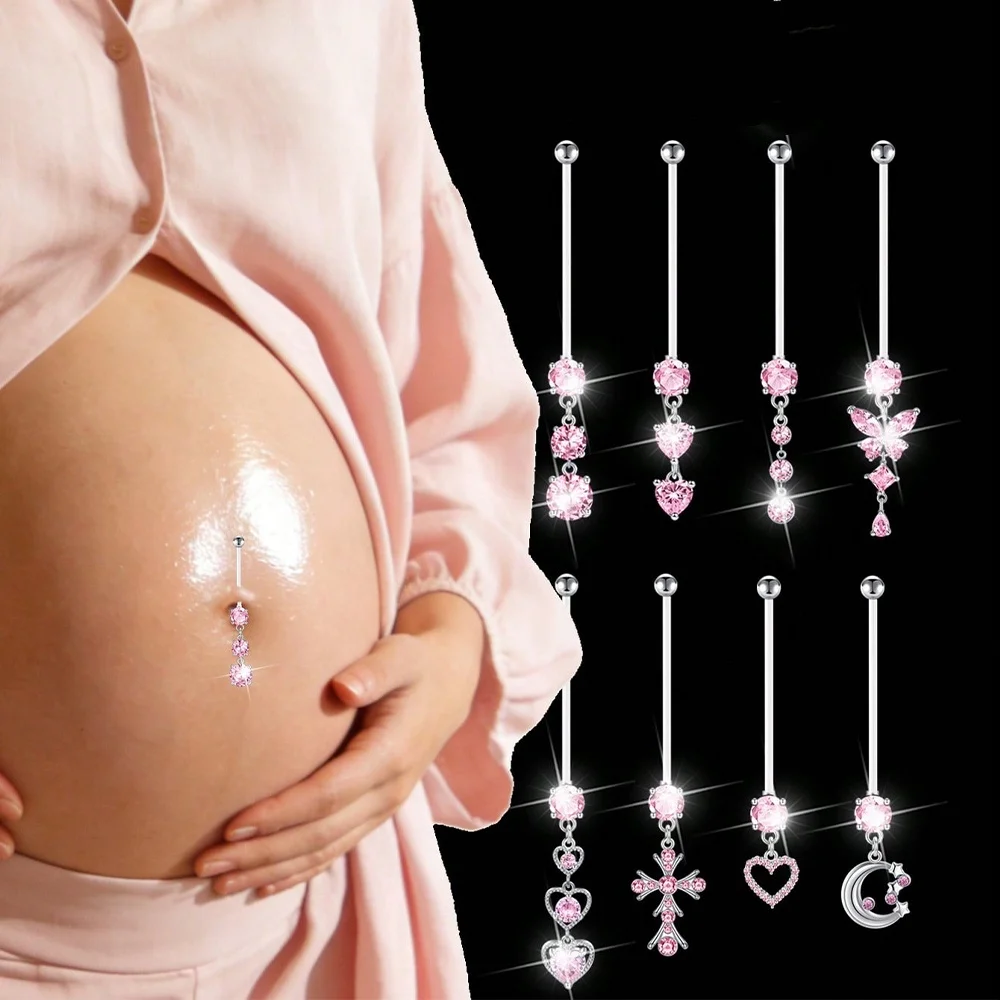 14G 38mm Pregnancy Belly Button Rings Flexible Bioplast Long Bar Belly Rings For Maternity Clear Navel Piercing Retainer