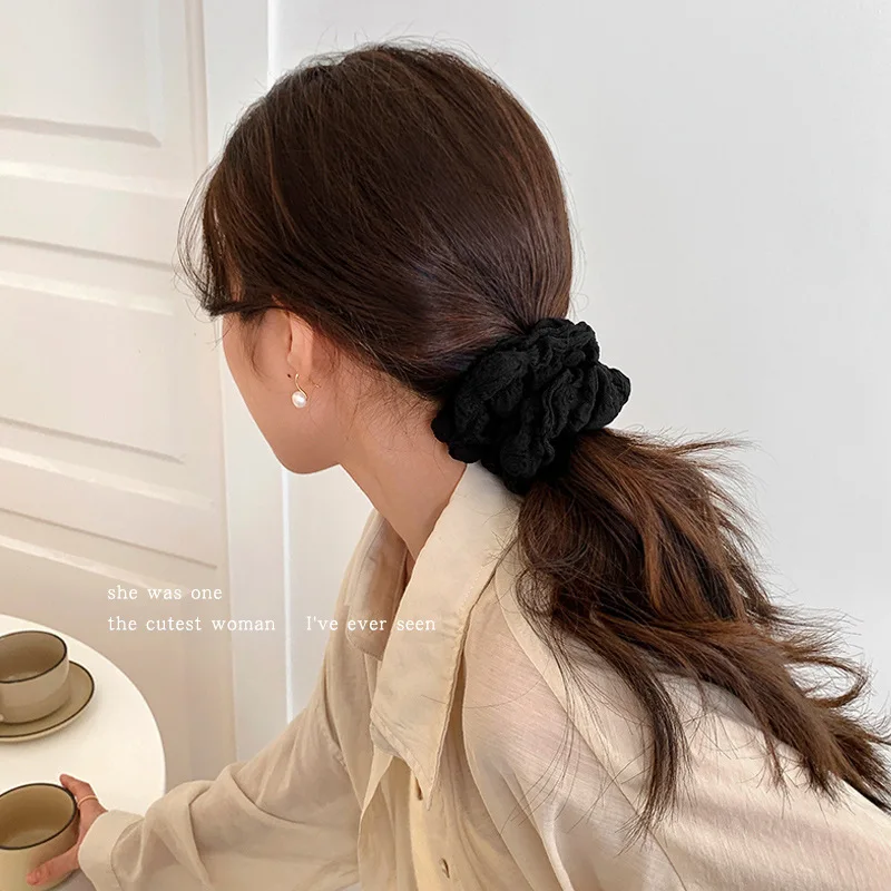 Newest Korean Woman Large Cream Puff Elastics Hair Band Solid Color Scrunchies Hair Ties Ladies Ponytail Hold Hair Accessories