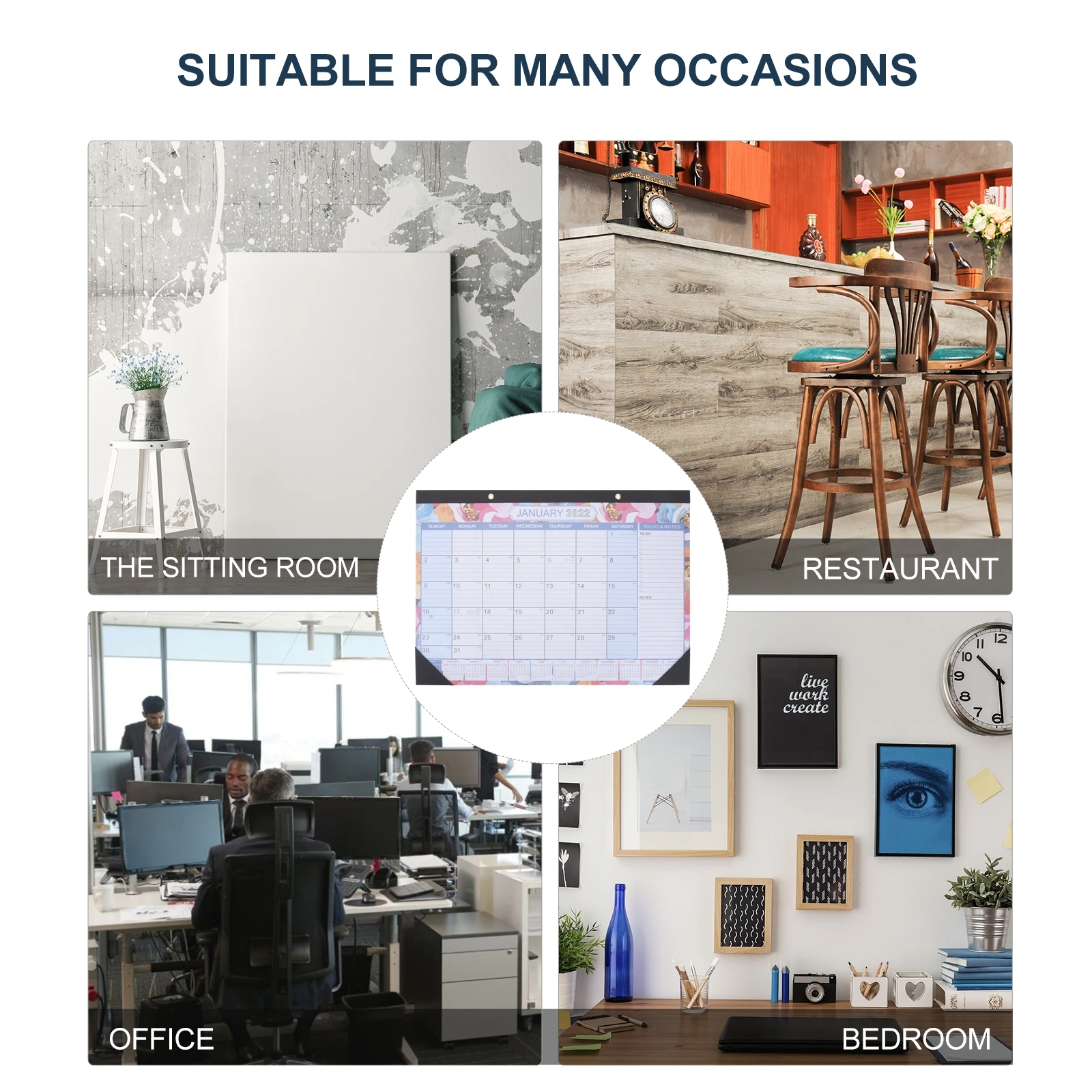 

2022 Calendar Schedule Wall Hanging Household Note English Multifunction Iron Office Home
