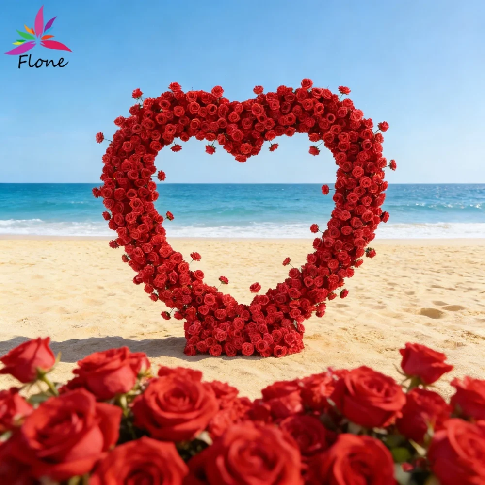 

Cloth Base Silk Red Heart Shaped Artificial Flowers Arrangement Sztuczne Kwiaty Proposal Wedding Decoration Props Decor FL2988