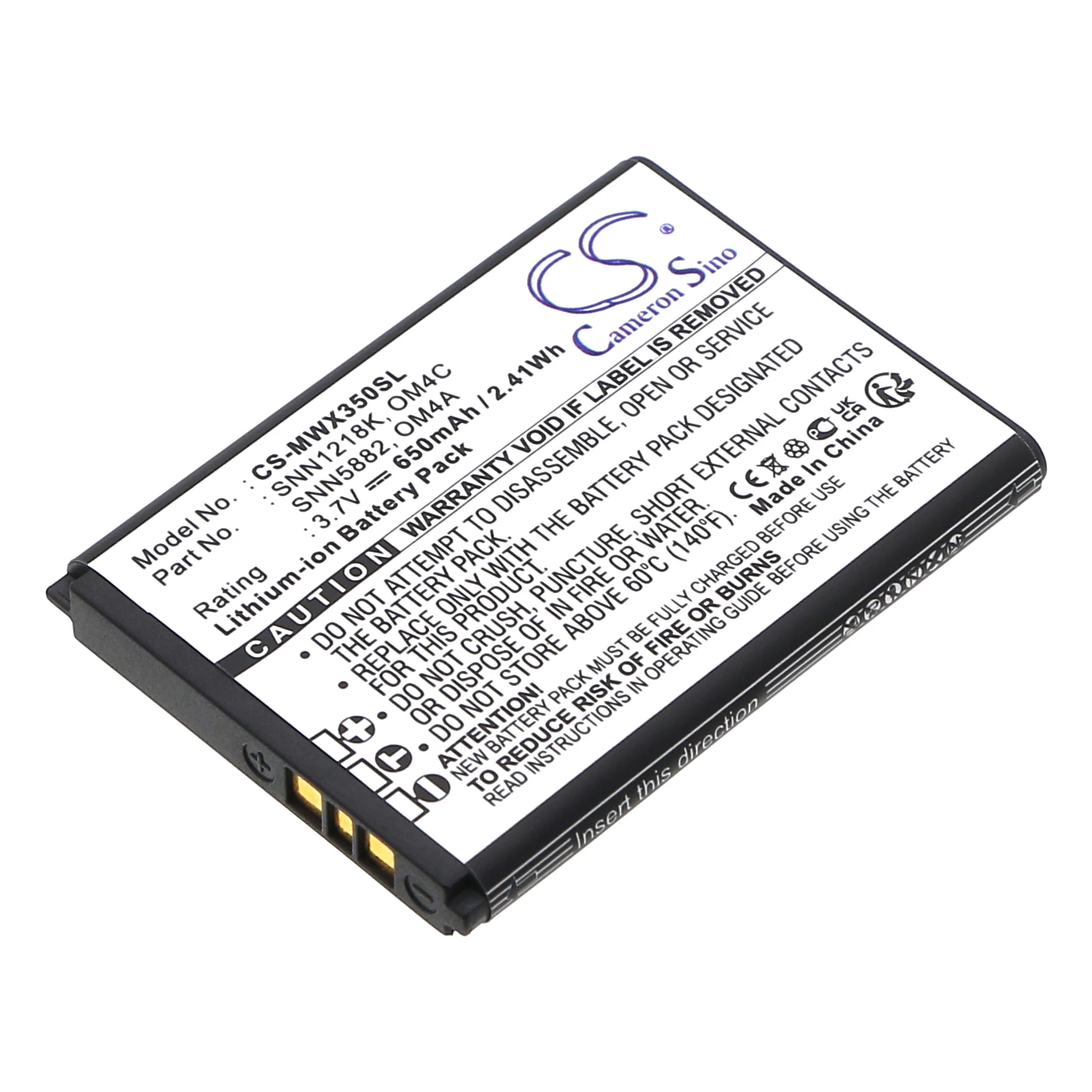 

Li-ion Mobile, SmartPhone Battery for Motorola, 3.7V 650mAh, Compatible Models: WX180,WX280,WX288,WX390,WX395,EX210,EX211,WX160