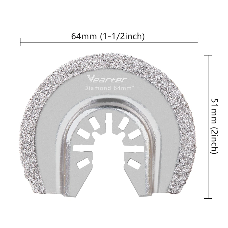 Vearter 2PC Electroplated Diamond Segment Swing Multi-tool Oscillating Blade Mortar Cutting Saw Blades Precise for Grout Removal