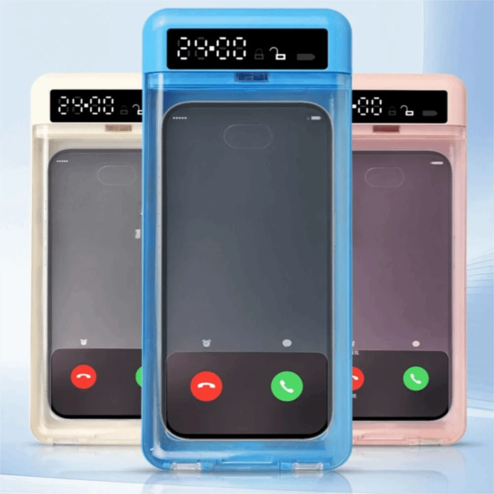 Portable Phone Lock Box with Timer Transparent Lid LCD Display Phone Locker Storage Box Self-Control 24 Hours Phone Box
