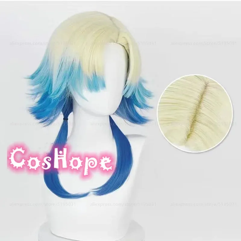 마이클 카이저 코스프레 가발 옐로우 블루 그라데이션 가발 코스프레 애니메이션 코스프레 가발 내열성 합성 가발