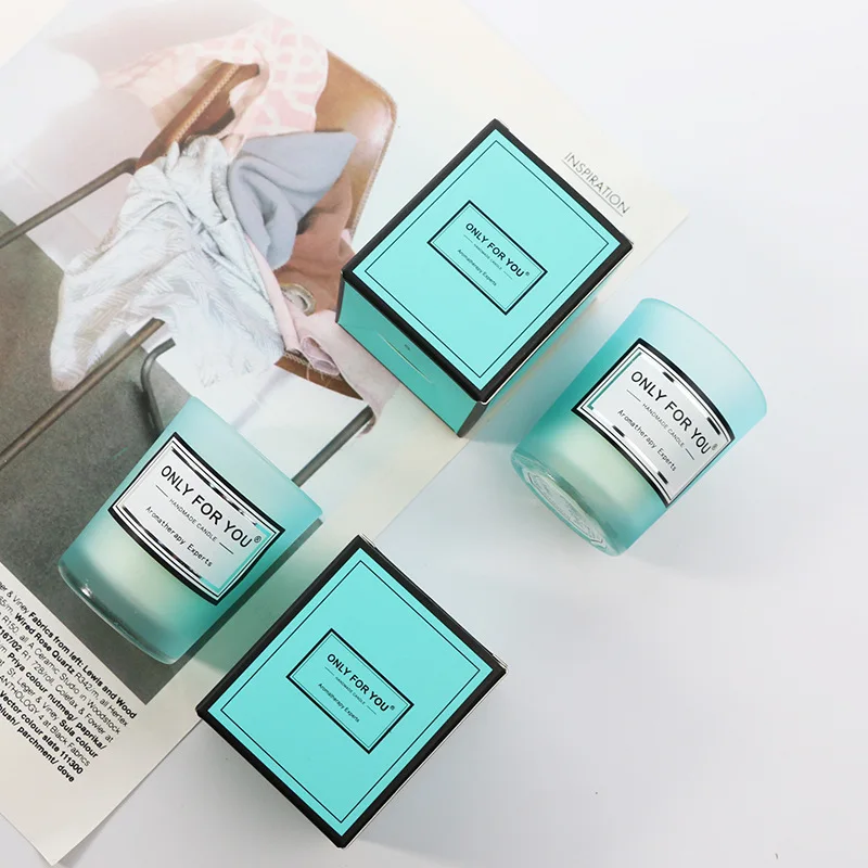 Tiffany Blue Aromatherapy Candle Wedding Return Companion Gift Wrap Fragrance Handmade Soy Wax European Romantic Candle Lamp