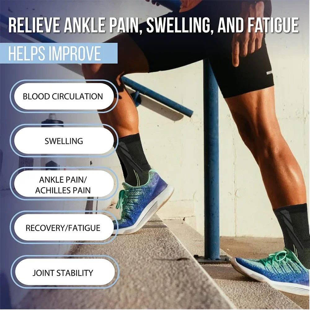 دعامة الكاحل الرياضية بأكمام ضاغطة جورب التهاب اللفافة الأخمصية لالتهاب وتر العرقوب وآلام المفاصل يقلل من تورم آلام الكعب