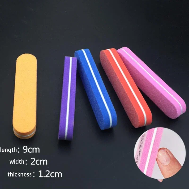 10Pcs Mini Sponge Nail File Buffer Double Side Gentle Buffing Portable Manicure Tool