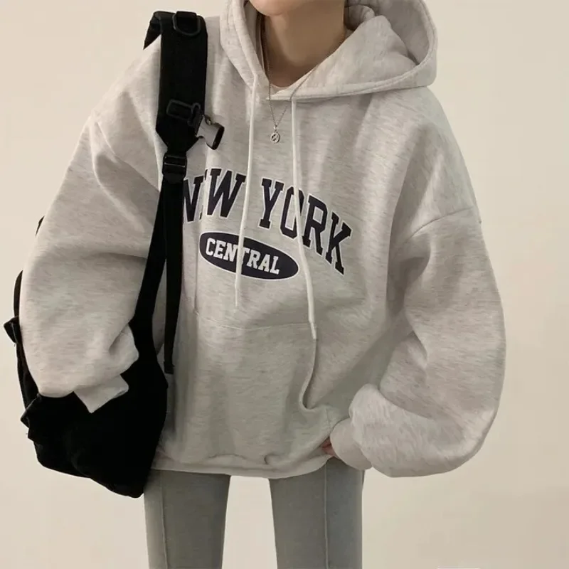 Letter Printed Hooded Sweatshirts Women Harajuku Oversized Loose Hoodies Womens Autumn Winter Pullovers Long Sleeve Tops Female