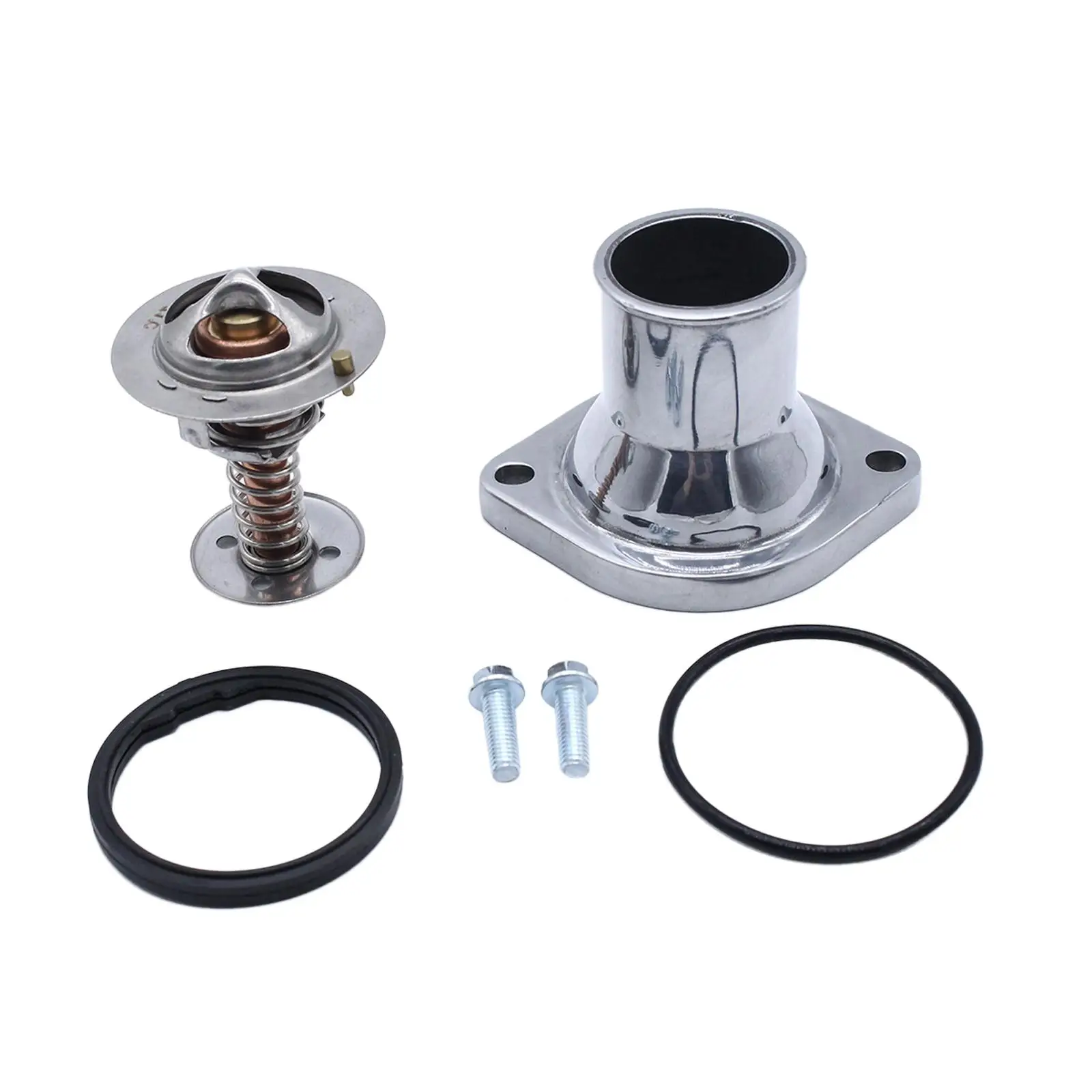 Water Neck Thermostat Kit Engine Coolant Fits for Chevy Pfeth-R8938KT Silver