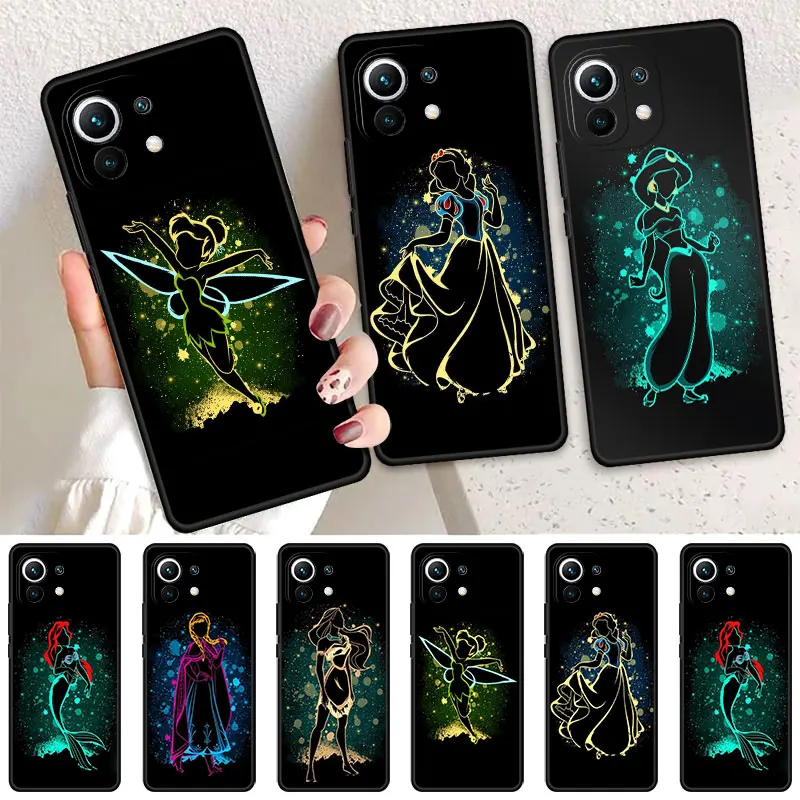 Coque de téléphone souple noire Elsa Ariel princesse Disney, pour Xiaomi Mi Poco X3 NFC 11 Lite 11T Pro X4 10T 12 9T M3 F1 C40 X5 M5