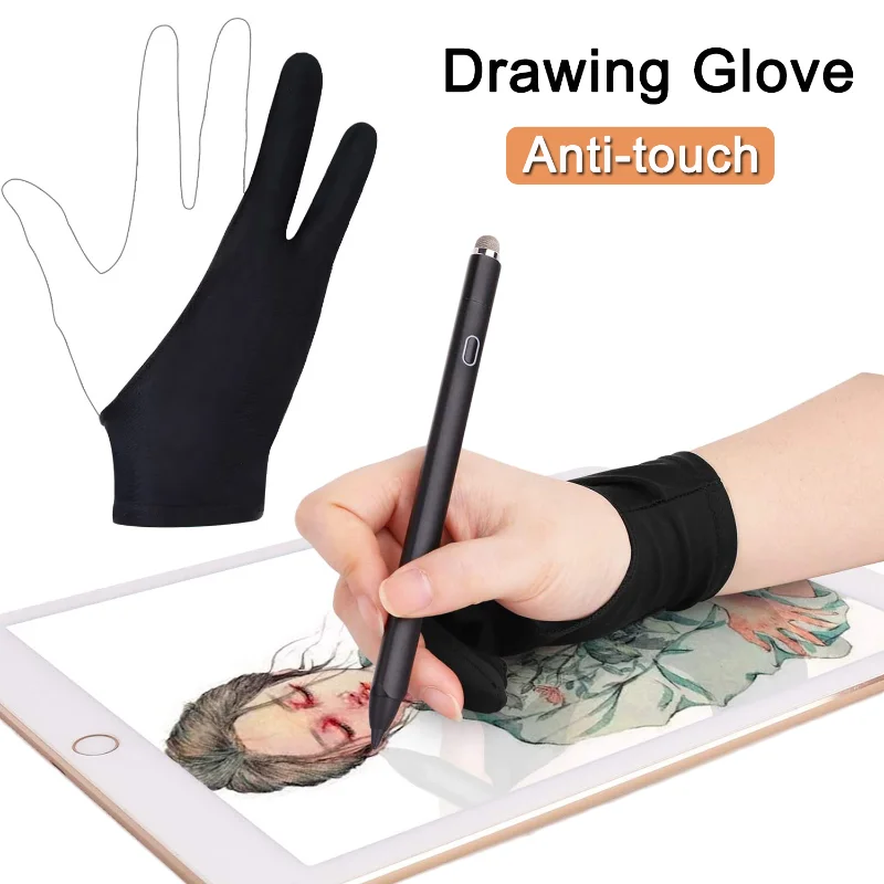 

Перчатки для рисования художника для графического рисования, экран планшета с двумя пальцами, сенсорные перчатки, перчатки для рисования бумаги, противозубые перчатки для пальцев