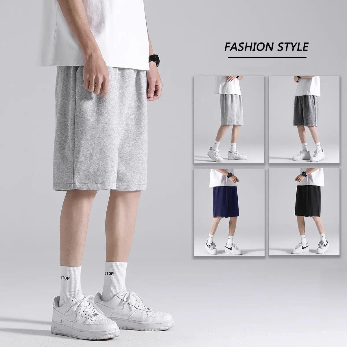 Men's Summer Casual Sports Shorts Large Size Running Pants All-Match  Color Five-Quarter Length Middle Waist Trousers