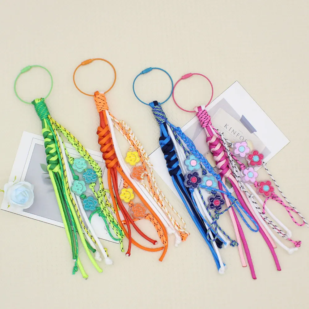 New Colorful Dopamine Polyester Rope Hand-Woven Keychain Bag Pendant Jewelry Accessories