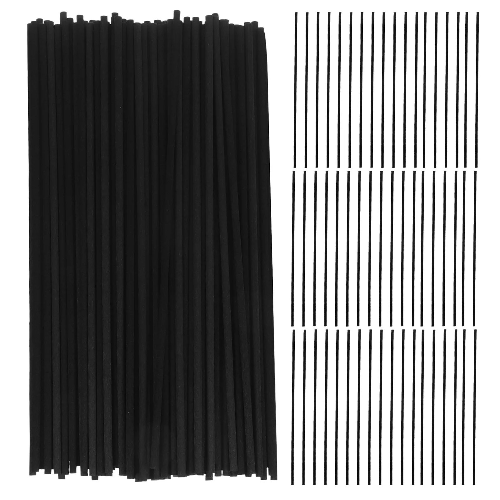 200Pcs Natural Fiber Diffuser Sticks Black Scent Diffuser Rods for Essential Oil Home Fragrance Air Freshener Refills Safe