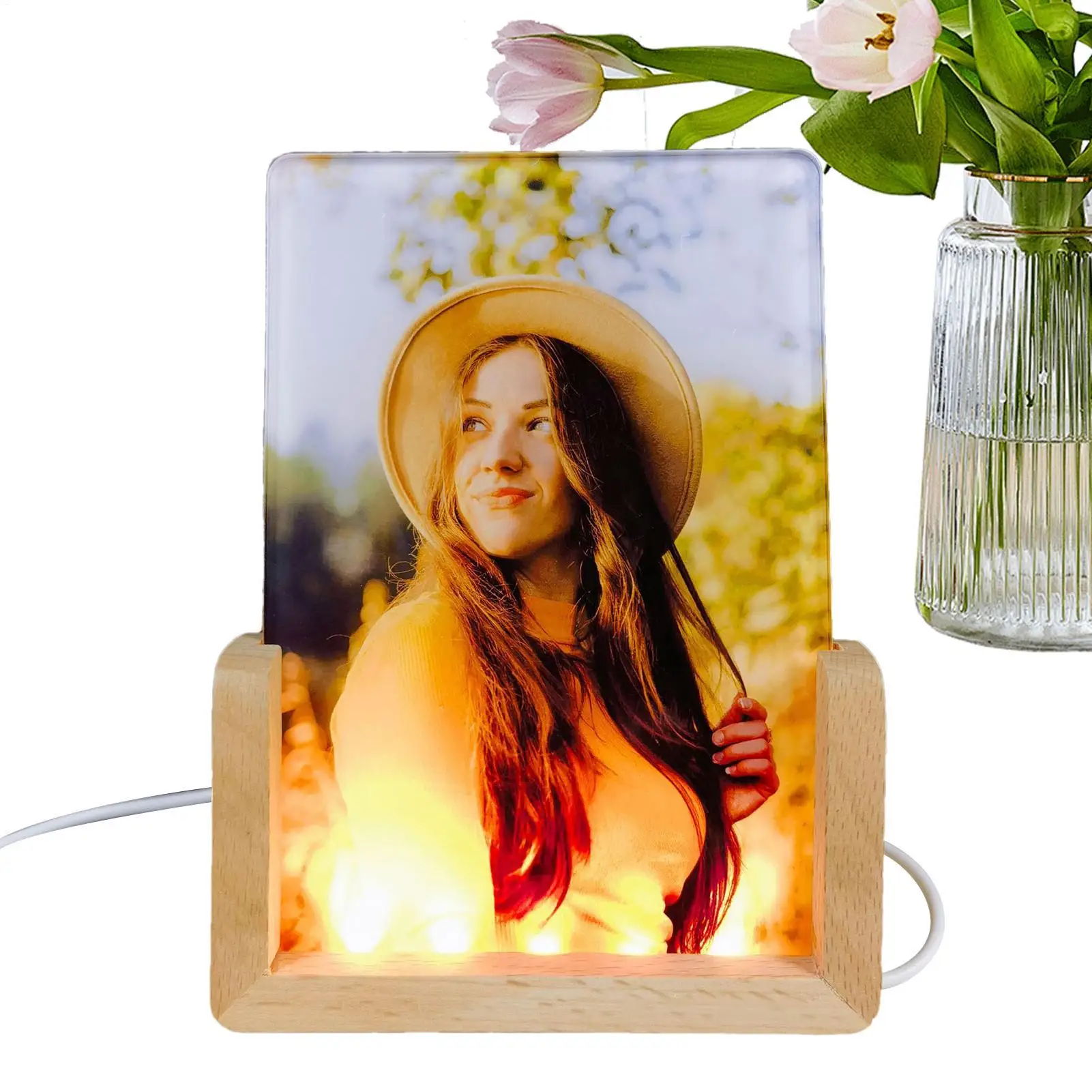 Sublimation Night Lights Blanks Sublimation Photo Blanks LED Acrylic Light Base Heat Transfer Acrylic Photo Frame for Bedroom