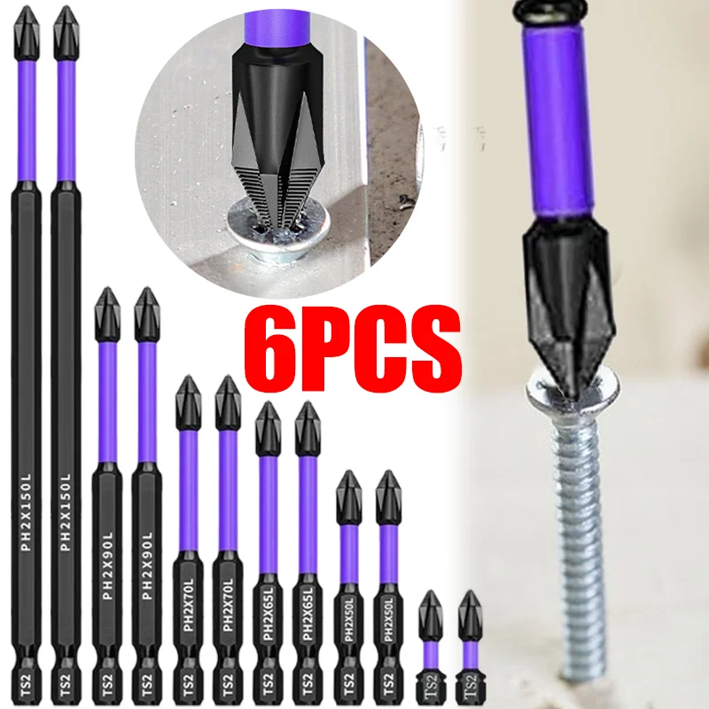 Anti-slip Magnetic Screwdriver Bits Cross Electric Drill Bit Hex Shank Impact Driver Bits Screw Batch Head for Power Tools