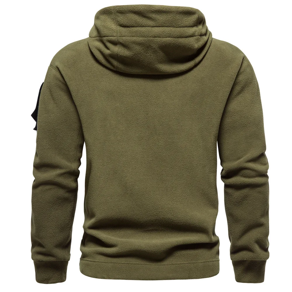 Spring Autumn And Winter Outdoor Fleece Hooded Sweater Men\'s Sports Breathable Loose Casual Solid Color Full -Sleeved Hoodie