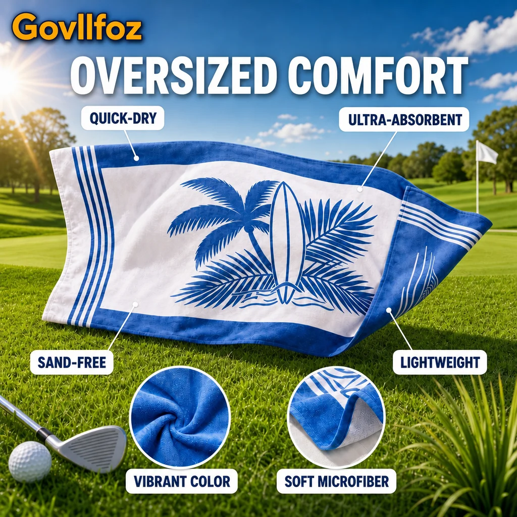 Golf Microfiber Towel Personalized Thin Quick Dry Print Striped Beach Towel Highly Absorbent Quick Dry Towel Sports Travel Swim