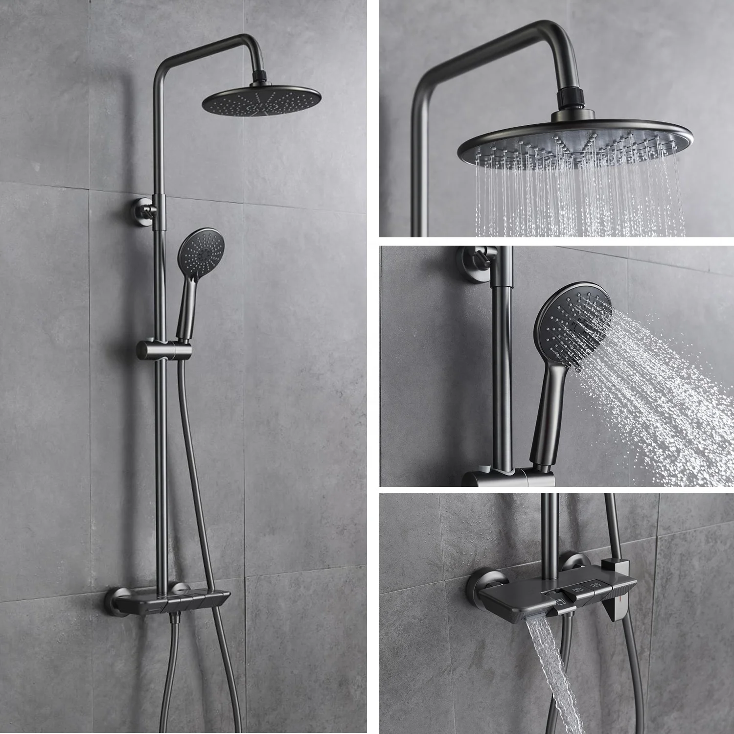Luxury Modern Hot And Cold 3-function Shower System Wall Mounted Rainfall Bathroom Bath Piano Shower Complete Set