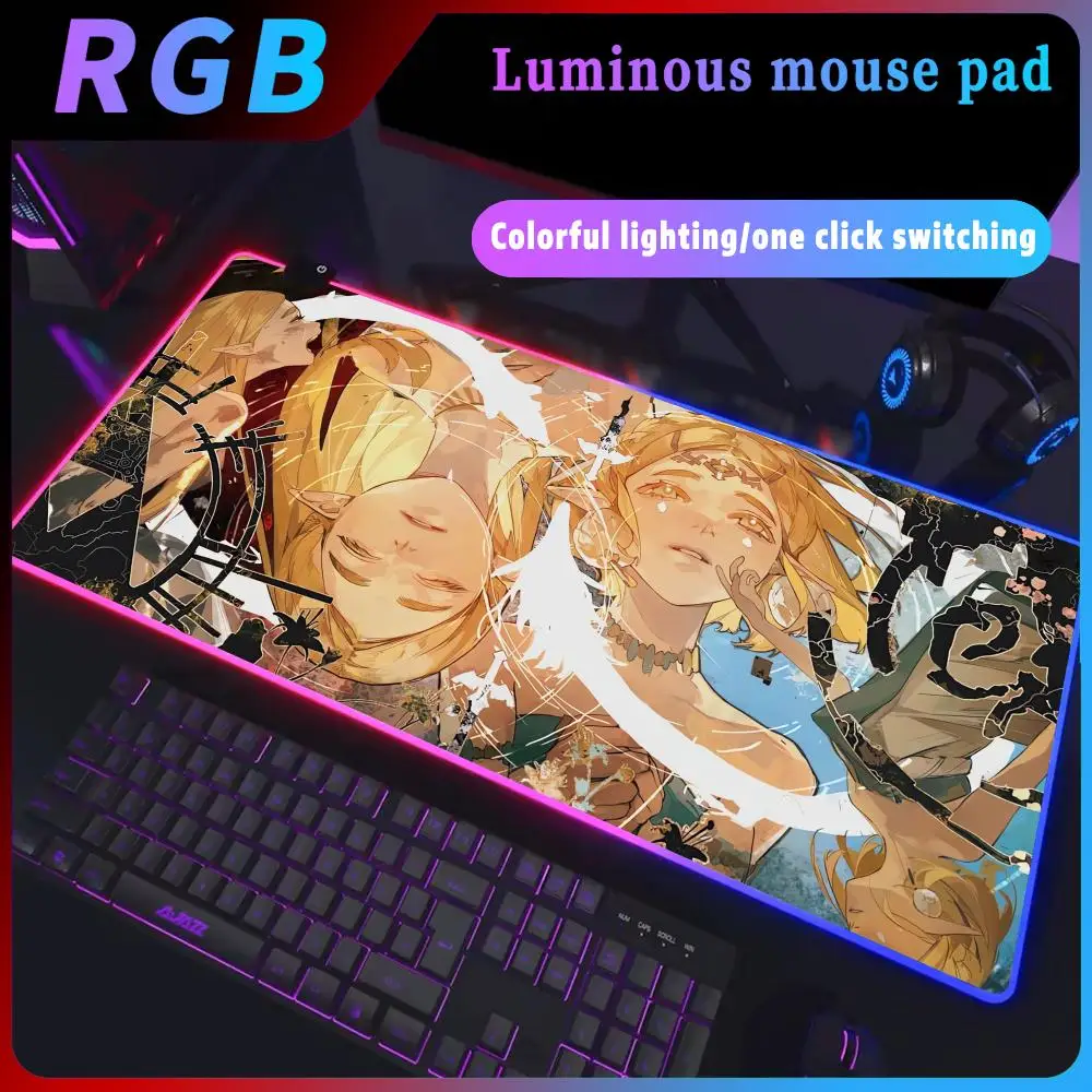 

Xxl Rgb Company Deskmat Keyboard Accessories Mat Z-Zelda Mouse Pad Gamer Gaming Table Pc Complete Rug Office LED Light Mousepad