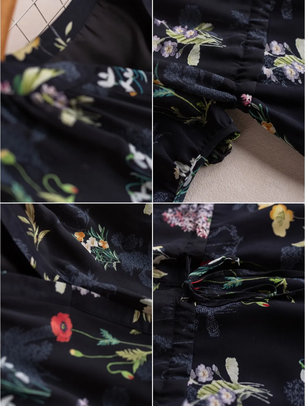 Été 2025 nouveau Sle femmes en mousseline de soie Dr ort Sve imprimé fleuri irt Dr matériau mince v-ne jupe mi-longue