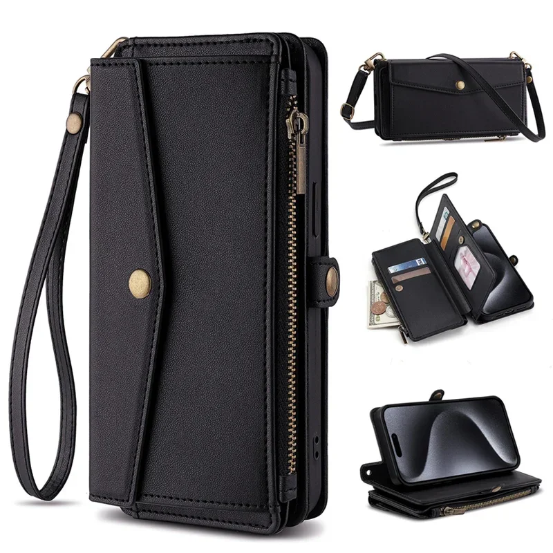 เคสกระเป๋าสตางค์หนังแบบฝาพับสำหรับ iPhone SE SE3 2020 x XS XR 6 6S 7 8 11 12 13 14 15 Pro Max PLUS เคสโทรศัพท์อเนกประสงค์