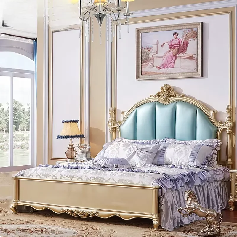 European Luxury Princess Double Bed Frame Designer Pretty Queen Size Bed Frame Modern Modular Cama Bedroom Set Furniture
