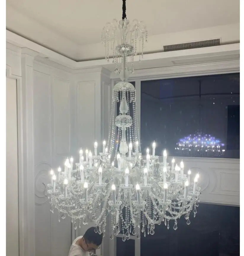 Modern Clear Elegant Design Crystal Chandelier Palace Hotel Villa Large Crystal K9 Chandelier Lights Lobby Staircase Decoration