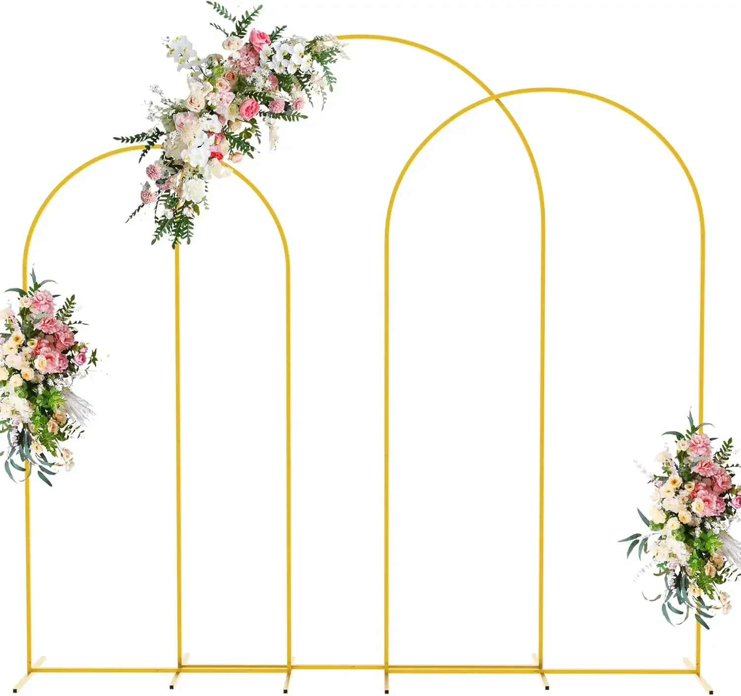 

Wedding Arch Backdrop Stand 8FT, 7.2FT, 6.6FT Set of 3 Gold Metal Arch Backdrop Stand for Wedding Ceremony Baby NEW