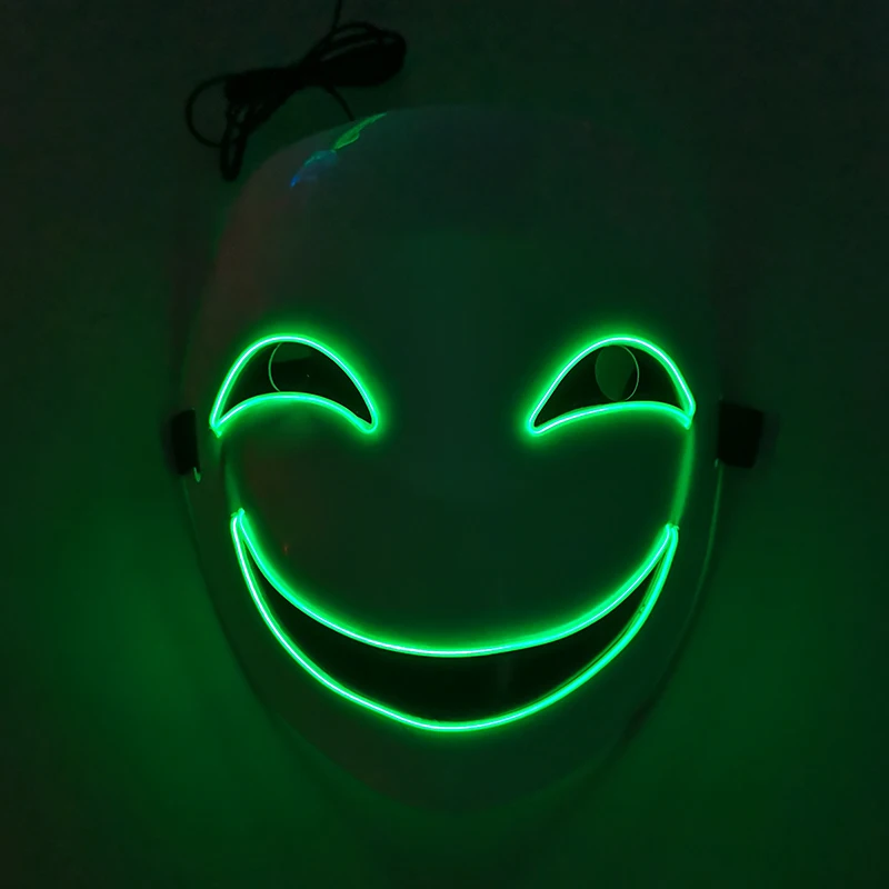 Anime LED Glowing Halloween Mask Full Face Neon Light Up Mask Cosplay Costume Crying Smile Clown Luminous Mask Supplies