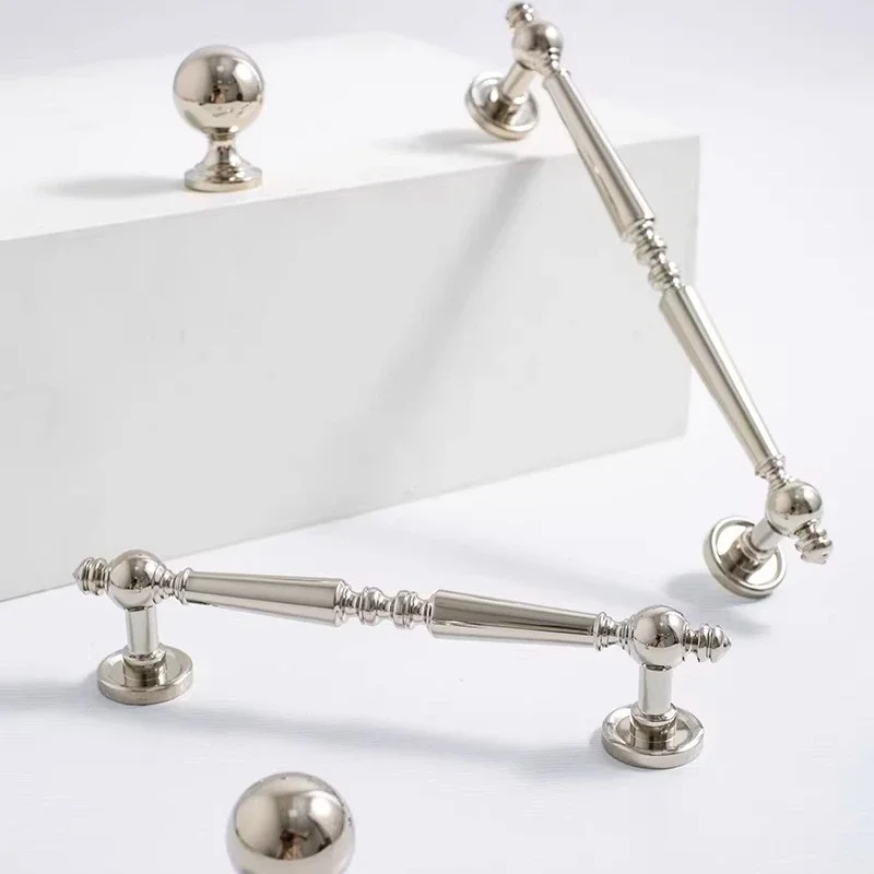 Titanium Silver Solid Cabinet Handle and Knob Brass Drawer Door Knobs T Bar Bedroom Kitchen Cupboard Hardware Bathroom Furniture