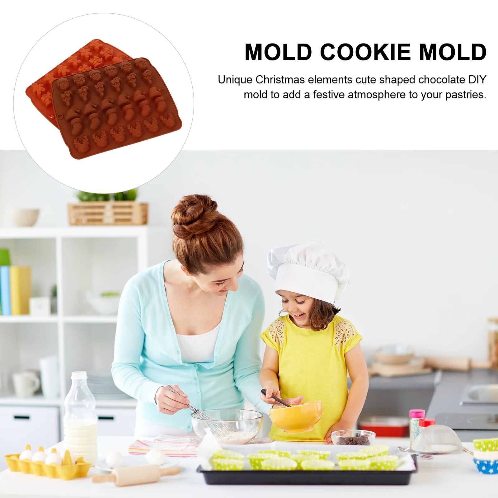 2 Stuks Siliconen DIY Chocolade Snoep Schimmel Flexibele Kerst Bakken Tool voor Leuke Jelly Fondant Gebak Kerst Siliconen Mal