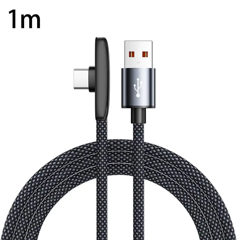 Typ-C-Ladekabel, 90-Grad-Winkel, geflochtenes Kabel, 100 W, superschnelles Laden, verschleißfestes Datenkabel für mobiles Gaming