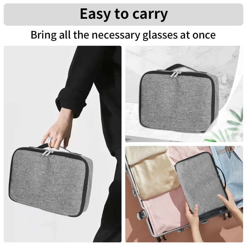 Portable Eyeglasses Storage Bag Removable Partitions Protective Glasses Organizer Adjustable Slot Dustproof